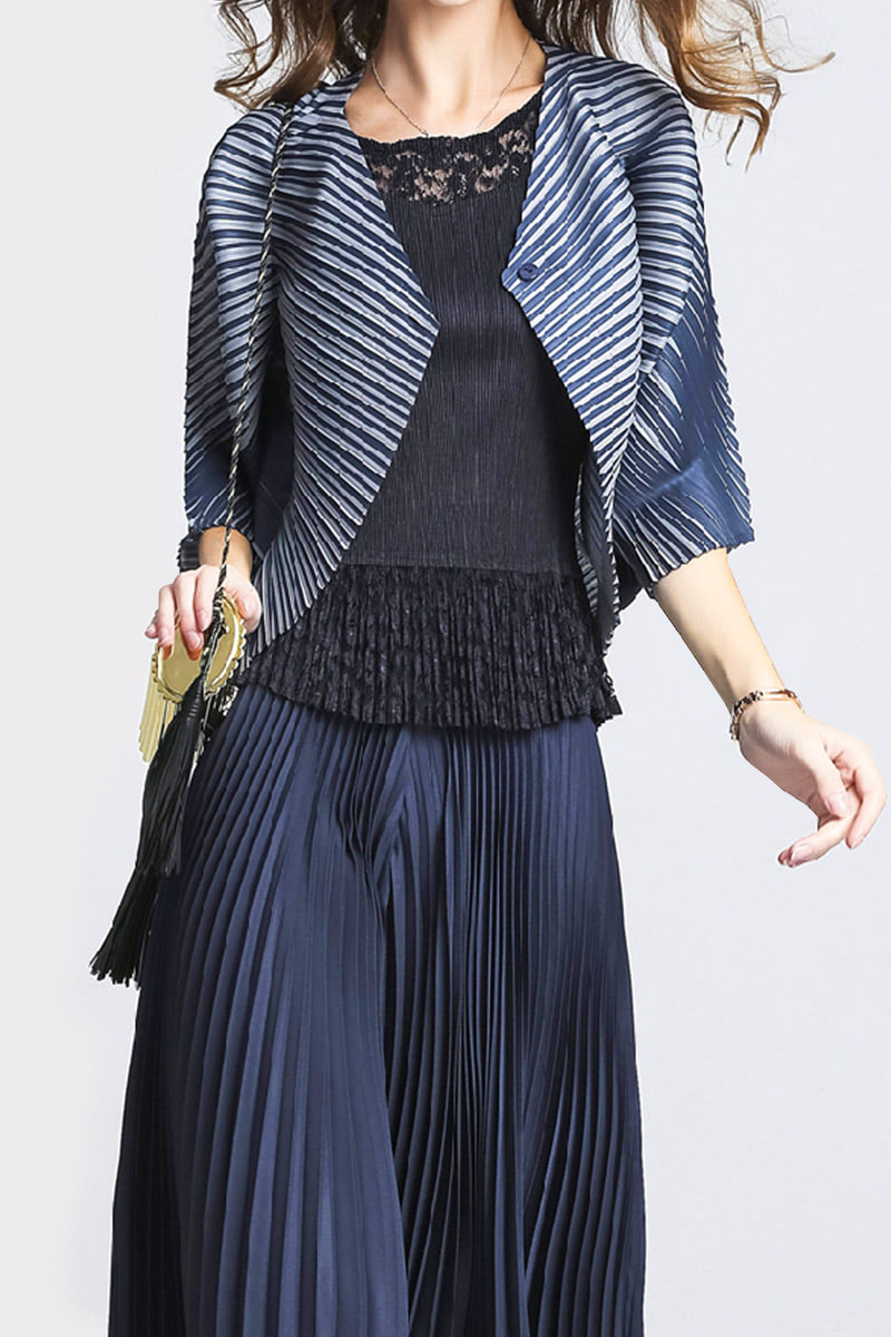 Pleats Please Issey Miyake Style V-Neck Jacket