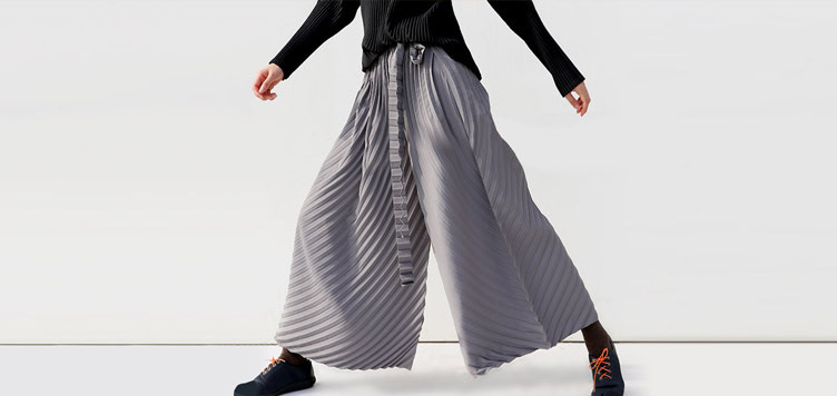 Issey Miyake Style Pleated Flared Pants