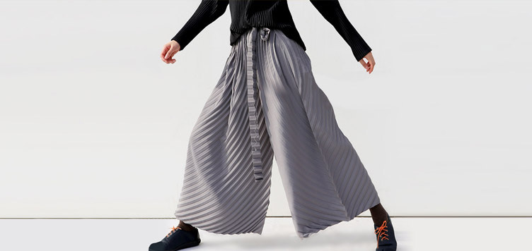 Issey Miyake Style Pleats Flared Pants