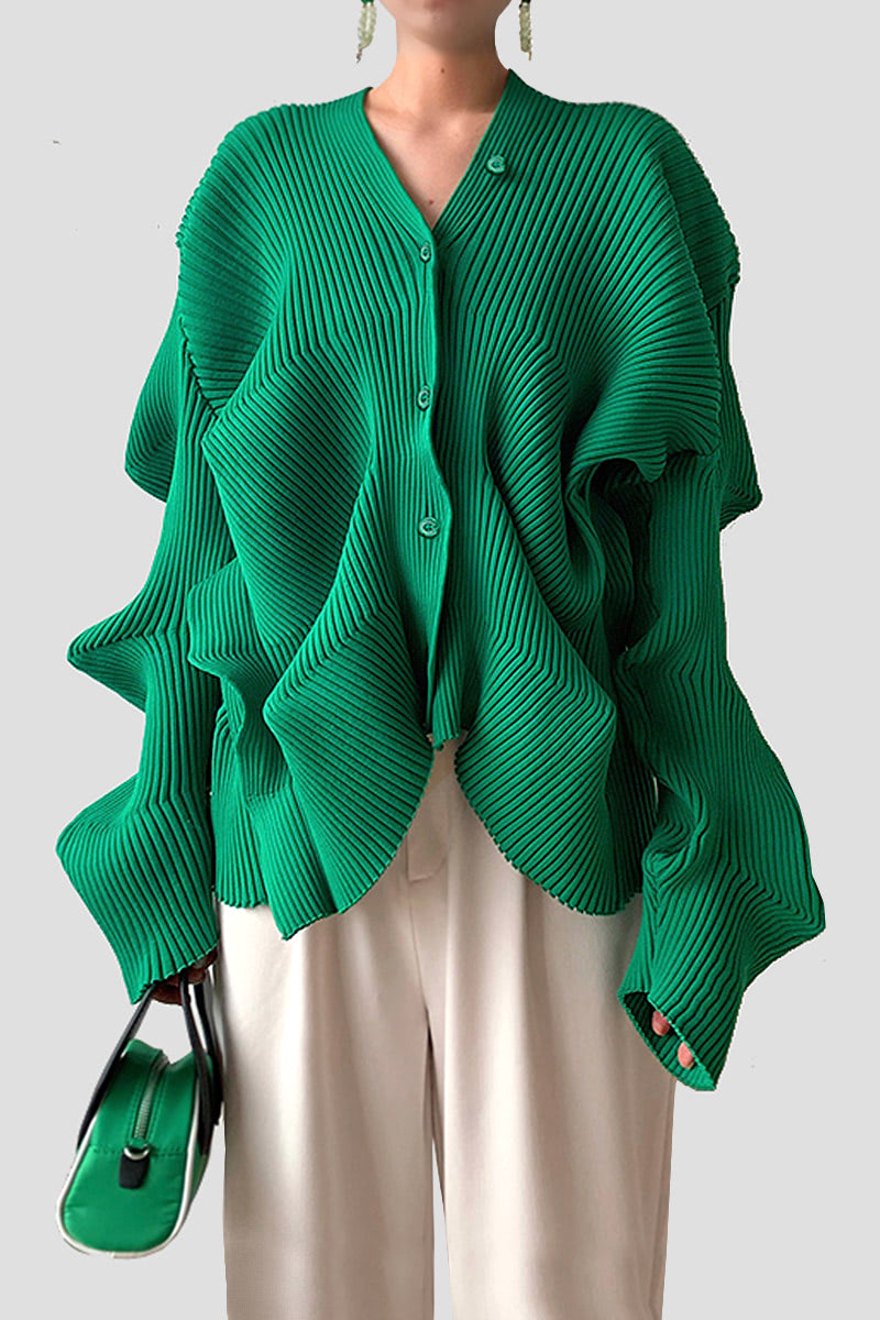 Pleats Please Issey Miyake Style V-Neck Jacket