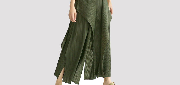 Issey Miyake Style Pleats Wavy Pants