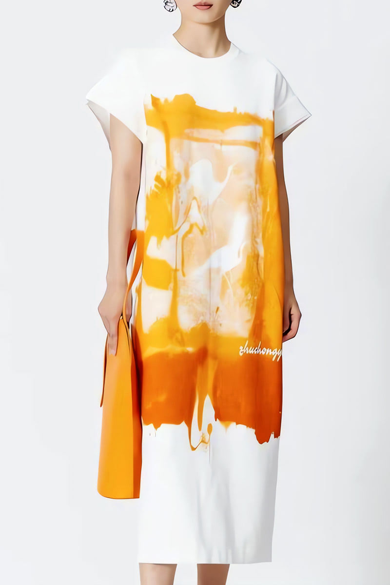Watercolor Gradient Print Knitted Dress