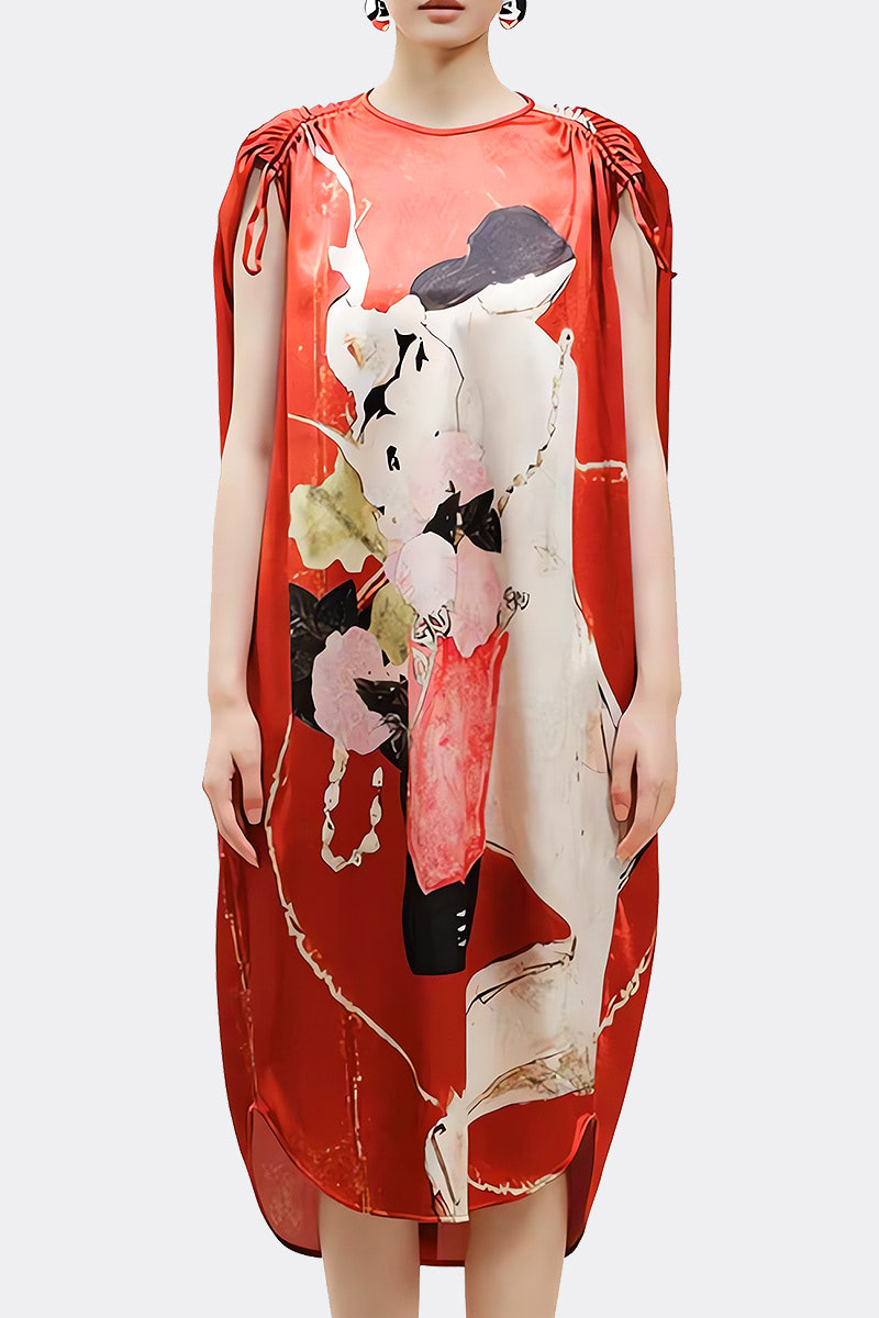 Watercolor Pleats Dress
